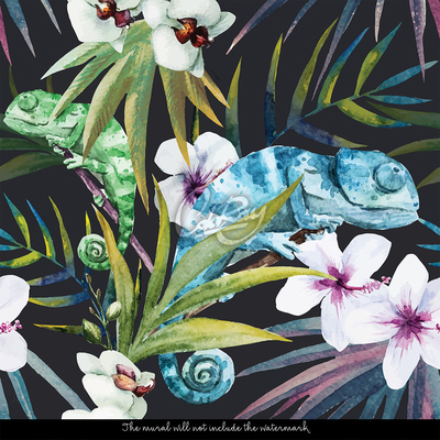 Fotobehang Kameleon in de jungle