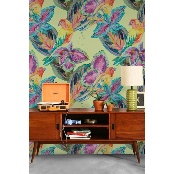 Fotobehang Met kleurrijke papegaaien