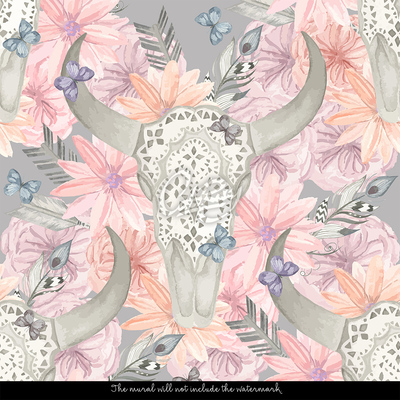 Fotobehang Met een hoofd vol bloemen