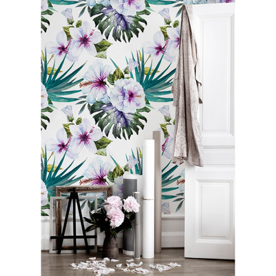 Fotobehang Aquarel Exotische Natuur