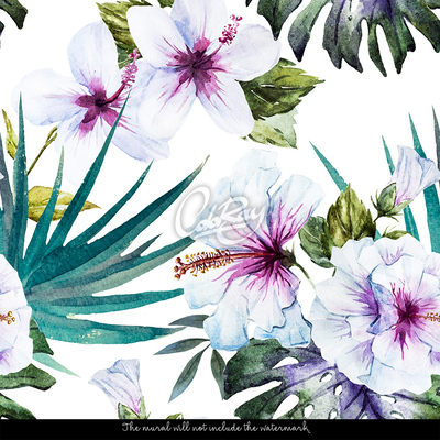 Fotobehang Aquarel Exotische Natuur