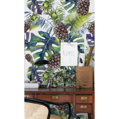 Fotobehang Ananas in regenboogbladeren