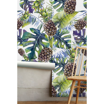 Fotobehang Ananas in regenboogbladeren