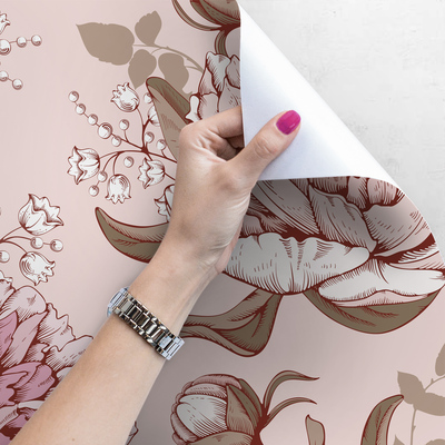 Fotobehang Poederroze pioenrozen