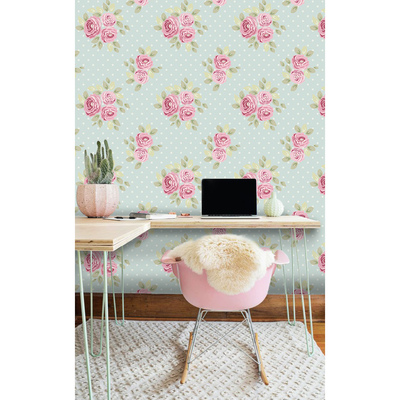 Fotobehang Mint met roze