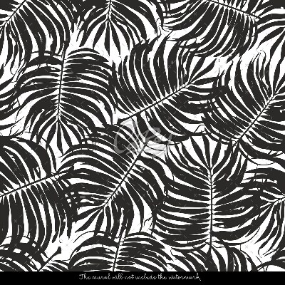 Fotobehang Zwarte palmbladeren