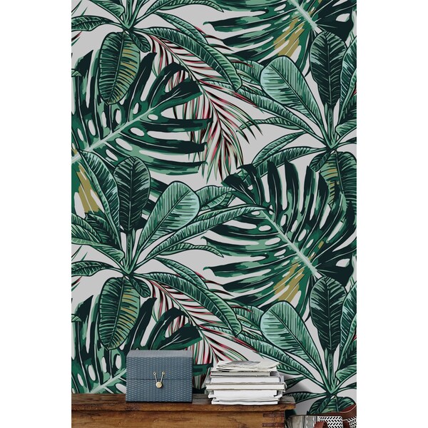 Fotobehang Tropen geschilderd met kleurpotloden