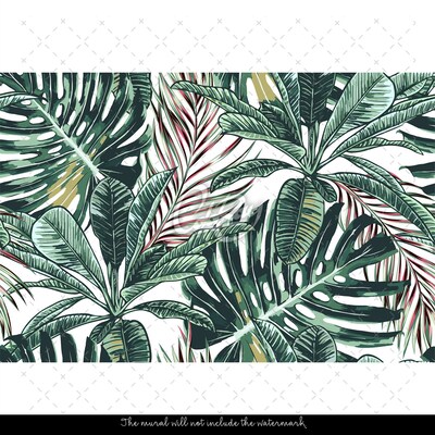 Fotobehang Tropen geschilderd met kleurpotloden