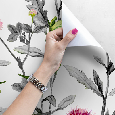 Fotobehang Een weide vol vlinders en bloemen