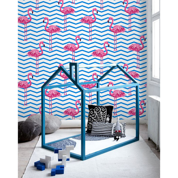 Fotobehang Wijze flamingo's