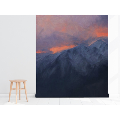 Fotobehang Bergen badend in rood