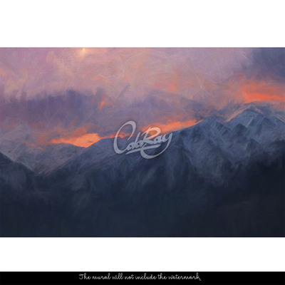 Fotobehang Bergen badend in rood