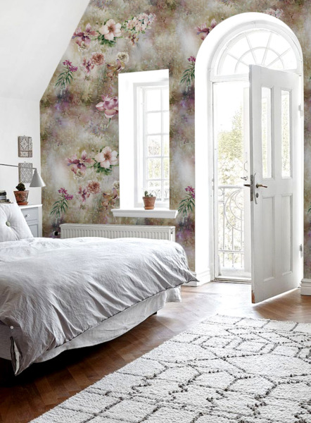 Fotobehang Tuin in de mist