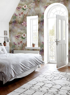 Fotobehang Tuin in de mist