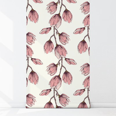 Fotobehang Roze knoppen op de twijgen