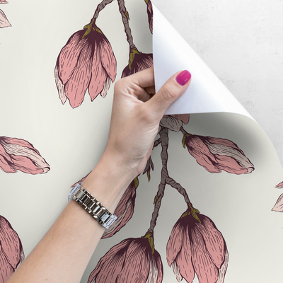 Fotobehang Roze knoppen op de twijgen