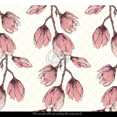 Fotobehang Roze knoppen op de twijgen