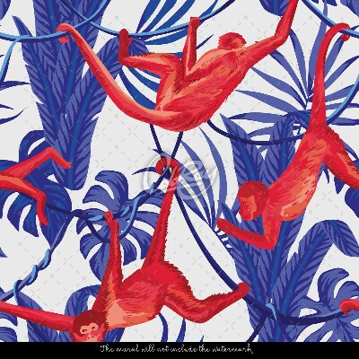 Fotobehang Apen op zoek naar voedsel