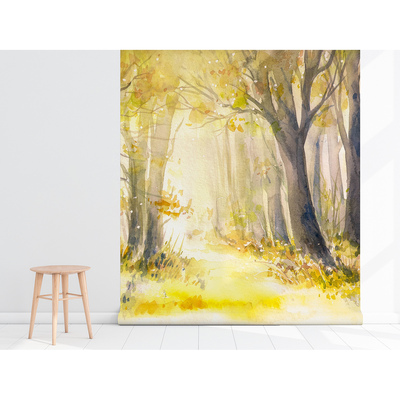 Fotobehang In het warme zonnige bos