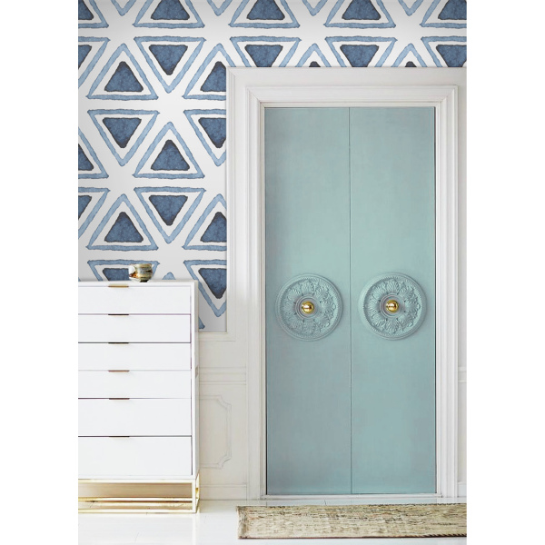 Fotobehang Blauwe driehoeken