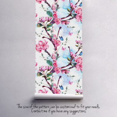 Fotobehang Bloeiende boomgaard