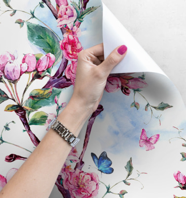 Fotobehang Bloeiende boomgaard