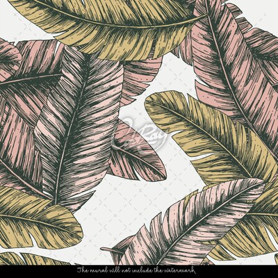 Fotobehang Vallende bananenbladeren