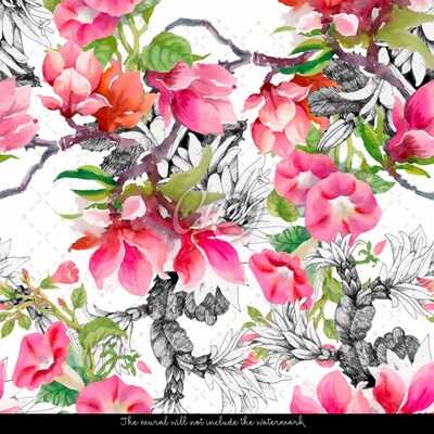 Fotobehang Magnolia Schetsen