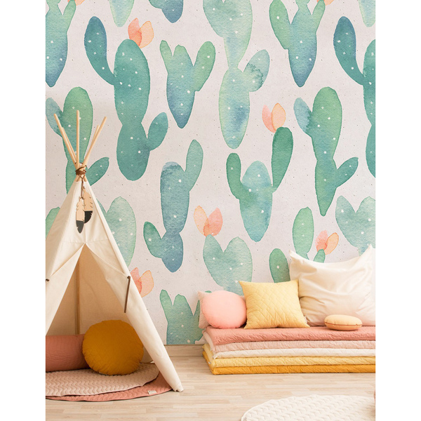 Fotobehang Groeit er een cactus op de muur?