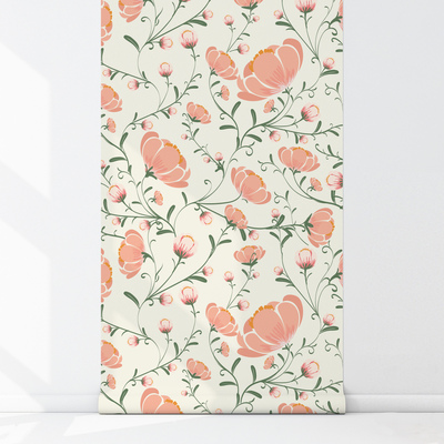 Fotobehang Pastel Subtiele Bloemen