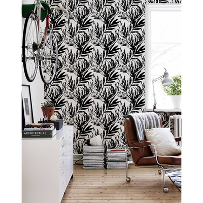 Fotobehang Exotische bladeren in zwart