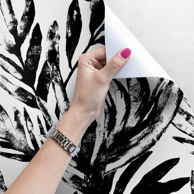 Fotobehang Exotische bladeren in zwart