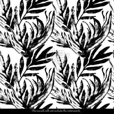 Fotobehang Exotische bladeren in zwart