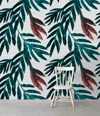 Fotobehang Aquarelbladeren