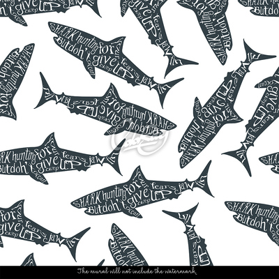 Fotobehang Haaienaanval