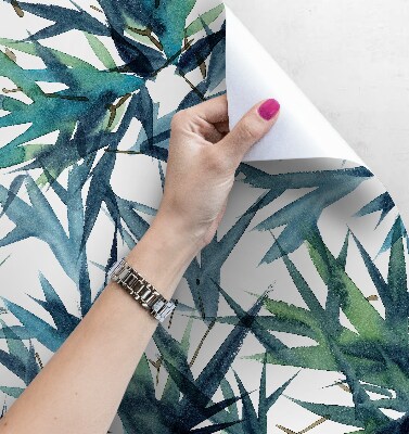 Fotobehang Blauwe palmbladeren