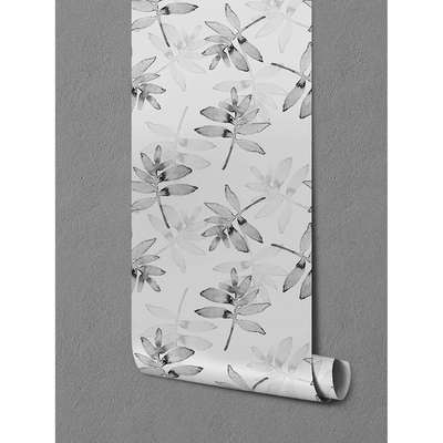 Fotobehang Zwarte pastelbladeren