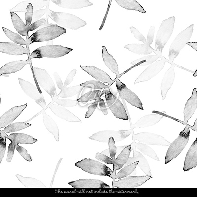 Fotobehang Zwarte pastelbladeren