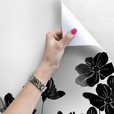 Fotobehang Elegante zwarte bloemen