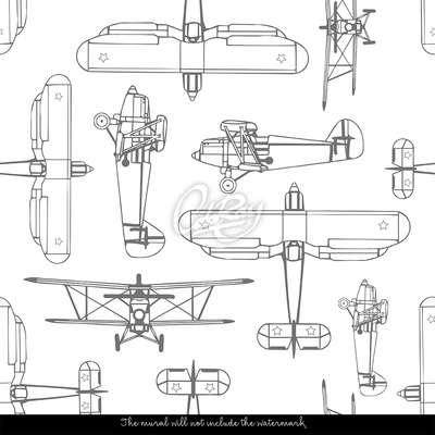 Fotobehang Verbazingwekkende vintage vliegtuigen