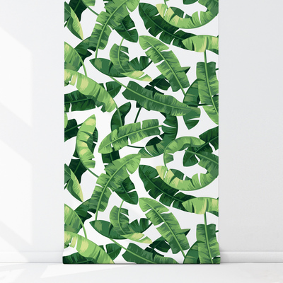 Fotobehang Realistische bananenbladeren