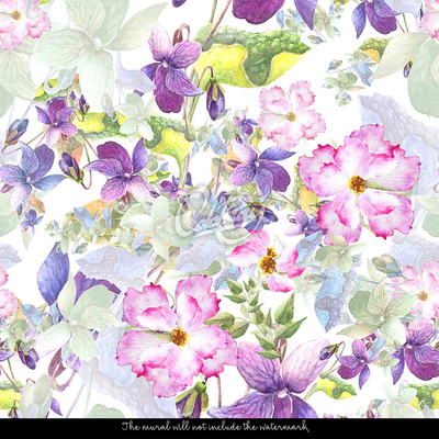 Fotobehang Subtiele bloementuin