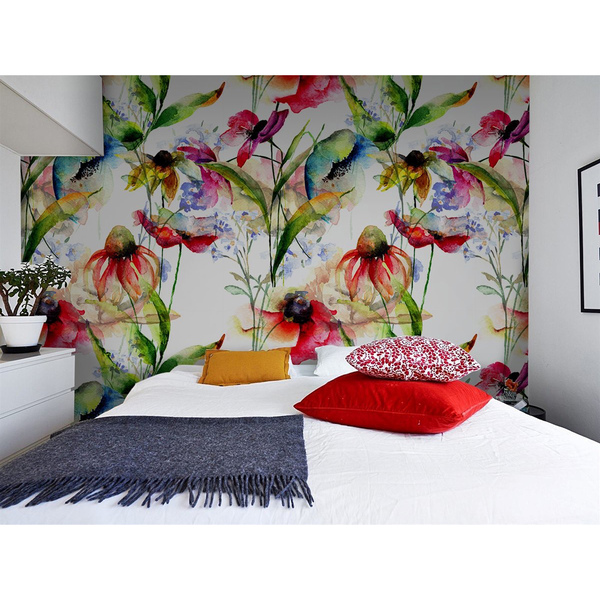 Fotobehang Ochtend geschilderd met bloemen