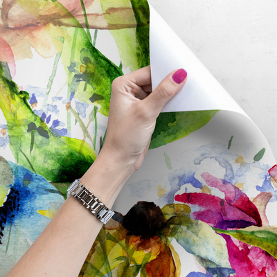 Fotobehang Ochtend geschilderd met bloemen