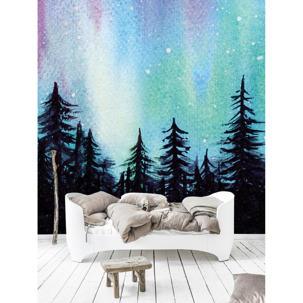 Fotobehang Een sprookjesachtige nacht boven het bos