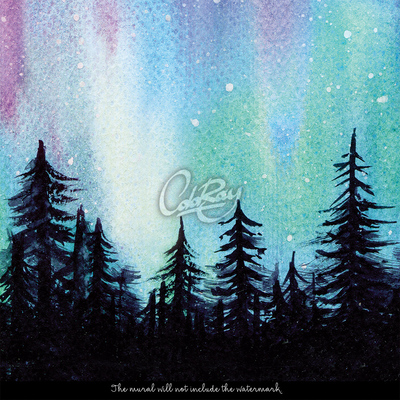 Fotobehang Een sprookjesachtige nacht boven het bos