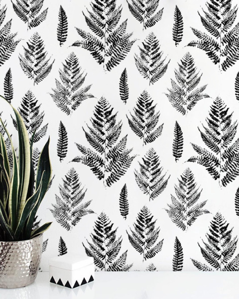 Fotobehang Linosnede met varen