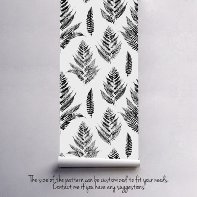 Fotobehang Linosnede met varen