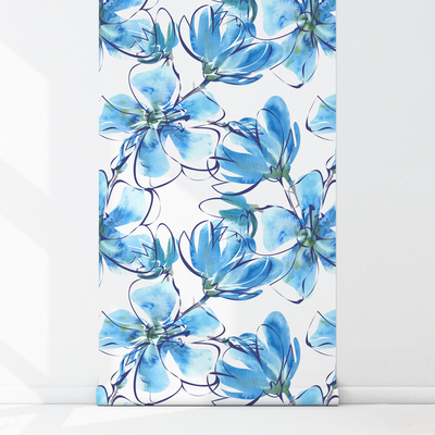 Fotobehang Lente in de kleuren van blauw