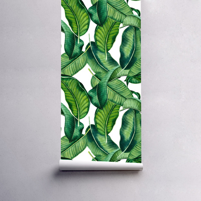 Fotobehang Sappige groene bananenbladeren